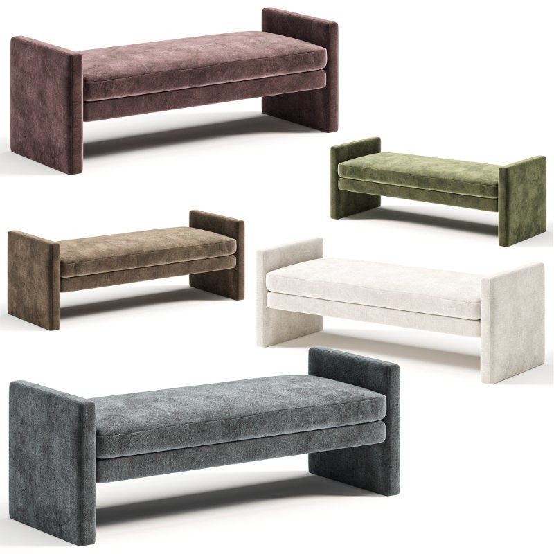 51.2 W Polyester Upholstered Bench - Image 4