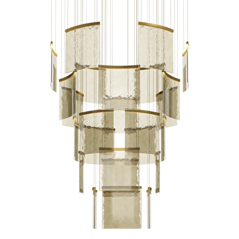 Designer Tile Chandelier For Foyer And High Ceiling Living Room - Image 1