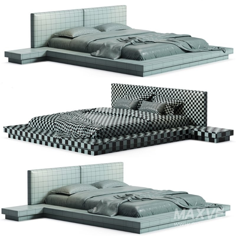 Elegant Leather Platform and Headboard Bed - Image 2