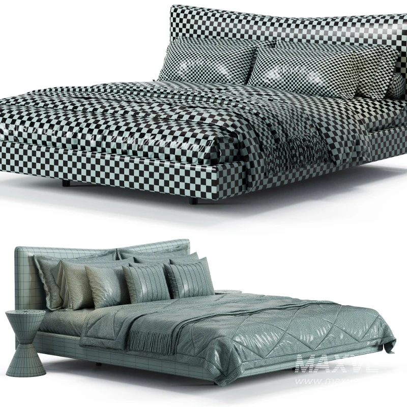 Altresha Gray Linen Fabric Minimalist Floating Bed - Image 6