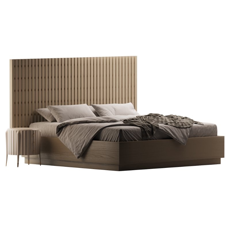 Batten White Oak King Plinth Base Bed - Image 2