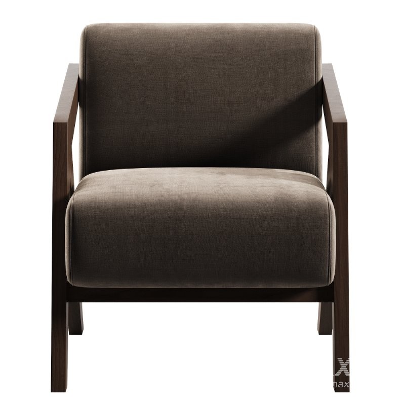 Simple Solid Color Arm Chair with Cushion Back and Light Gray - Image 2