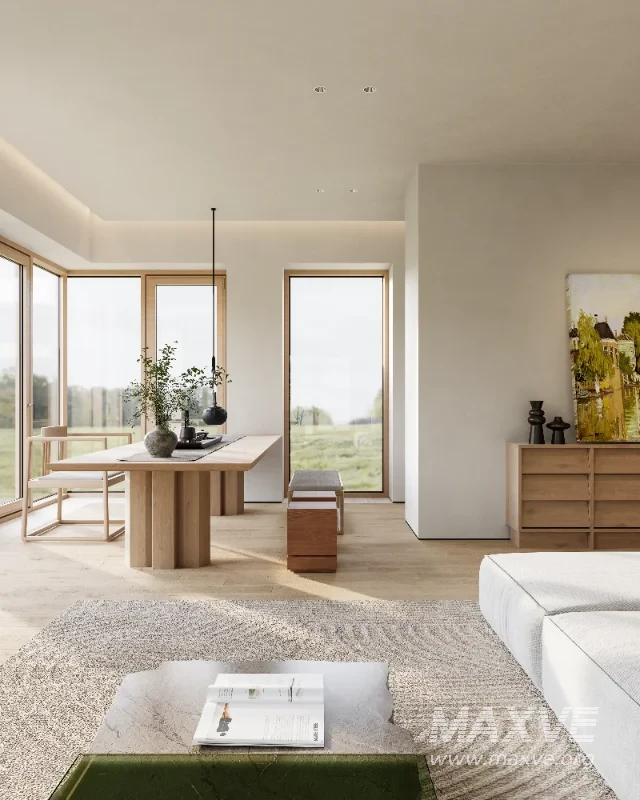 Modern living room and dining room interior scene - Image 4