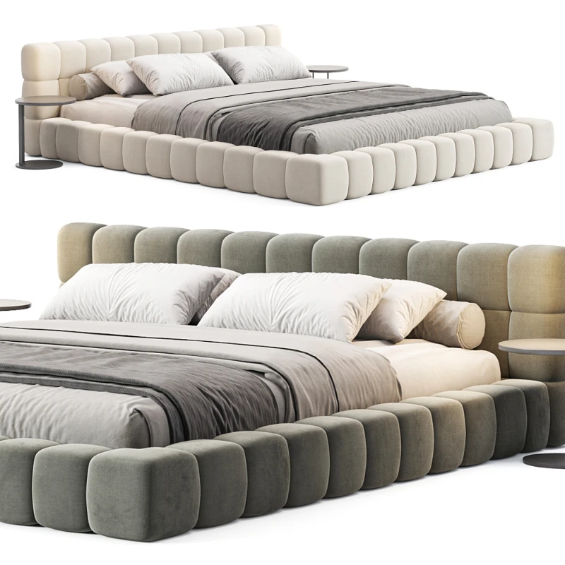 Aurora Technical Fabric Contemporary Bed Frame Queen Size - Image 1