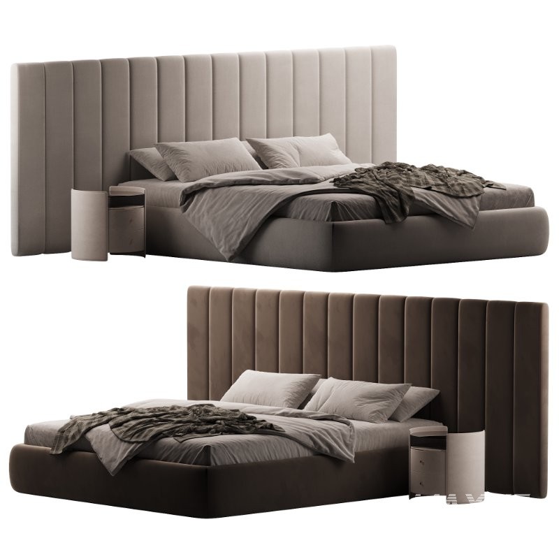 Rune King Bed Beige Velvet - Image 1