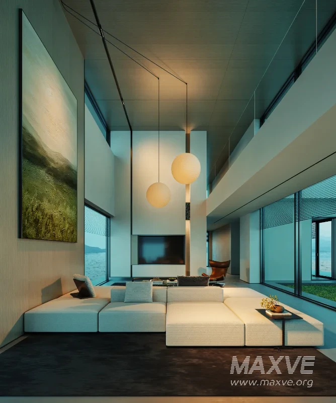 Modern villa living room and dining room interior - Image 7