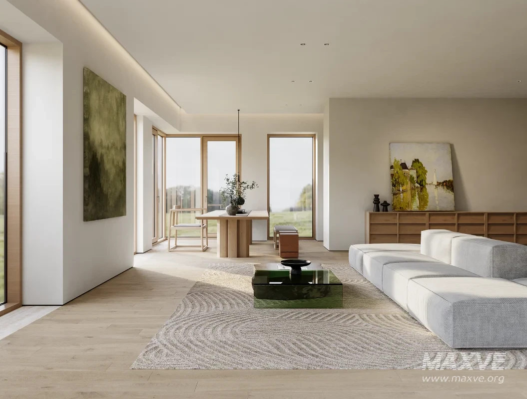 Modern living room and dining room interior scene - Image 5