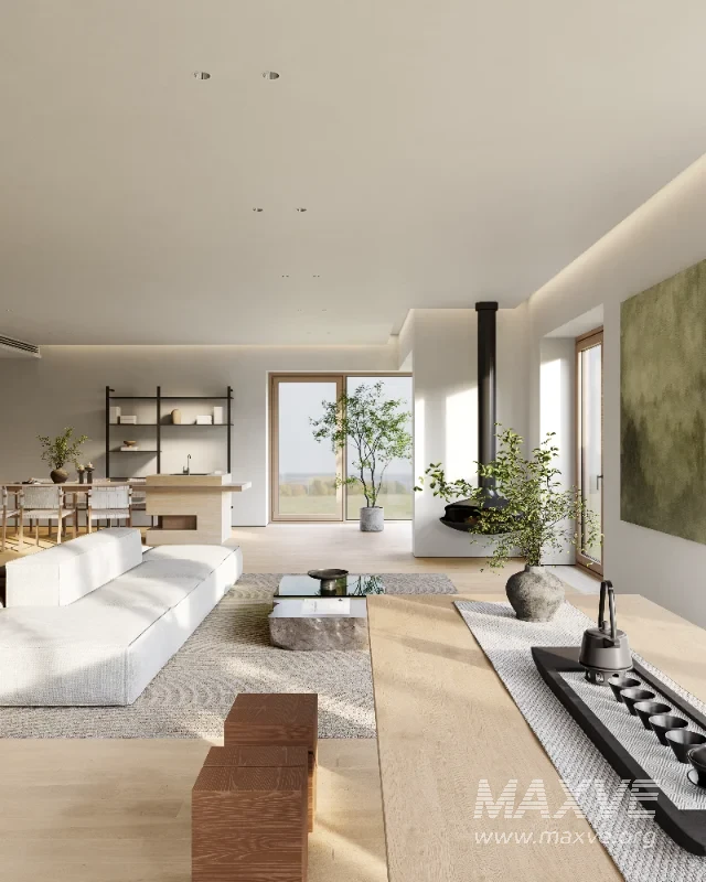 Modern living room and dining room interior scene - Image 6