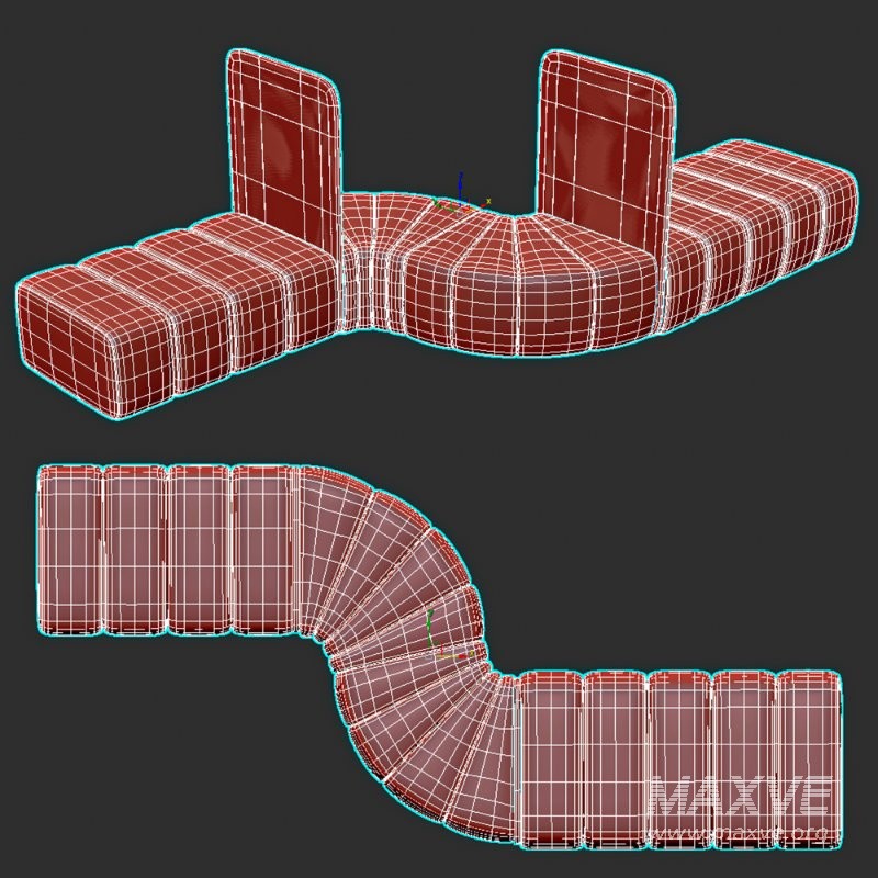 Bla Station Bob Curved Module Pouf with Plexiglass Divider - Image 9