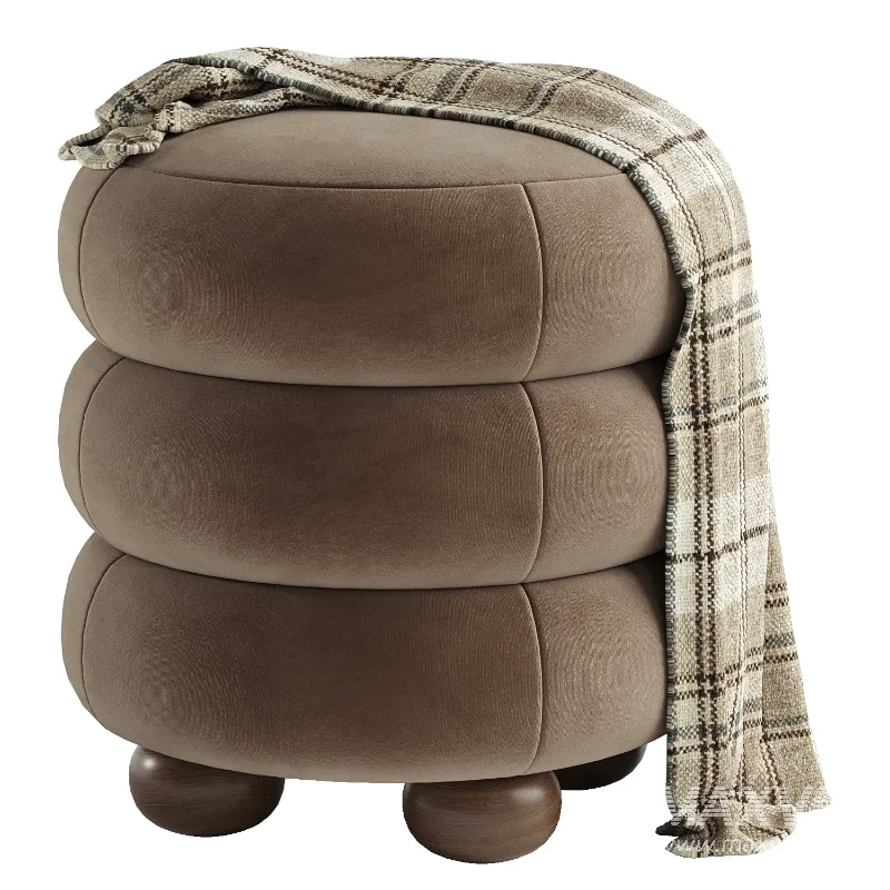 Stefanie Taupe Velvet Ottoman - Image 3