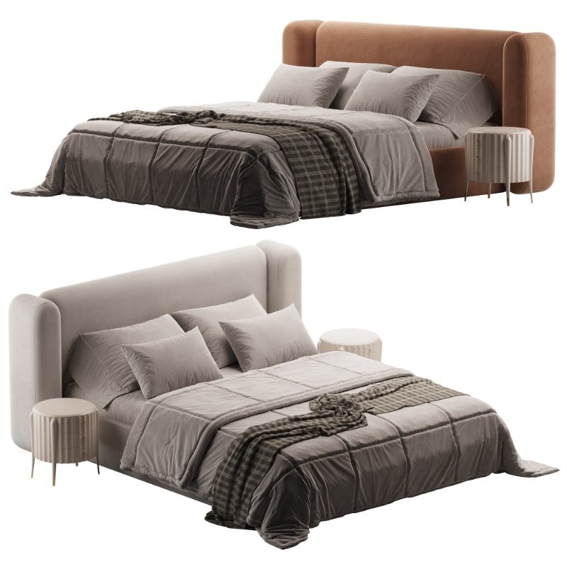 Vienna Tan Boucle Queen Bed - Image 1