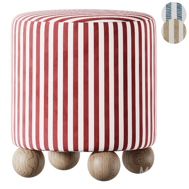 avito Striped pouf with round legs - Image 1