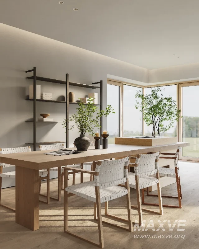 Modern living room and dining room interior scene - Image 11