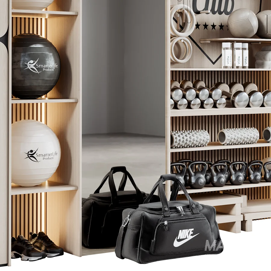 Home Gym Wall Rack with Equipment 07 - Image 1