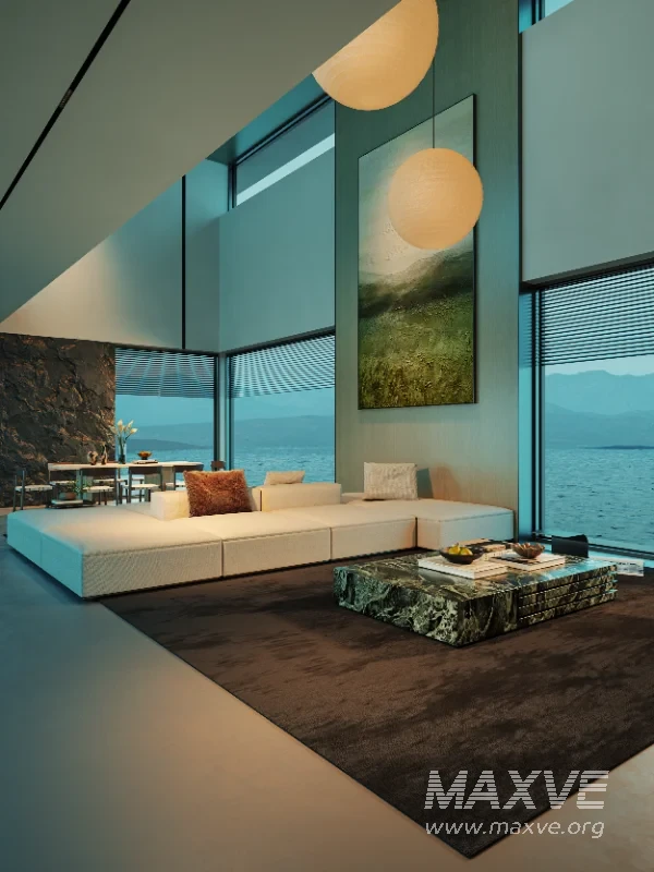 Modern villa living room and dining room interior - Image 9