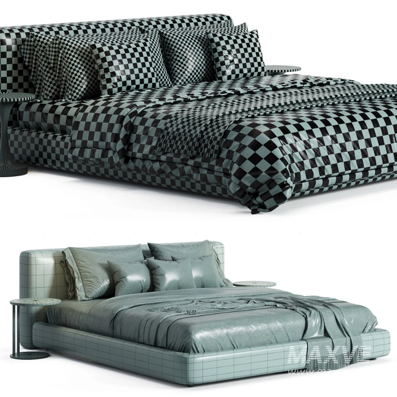 Amabilis Gray Cotton Linen Gray Fabric Contemporary Rectangular Headboard Bed - Image 6