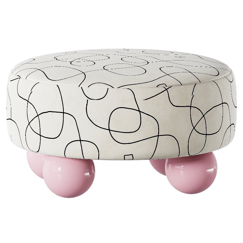 A small ottoman on pink legs - Image 2