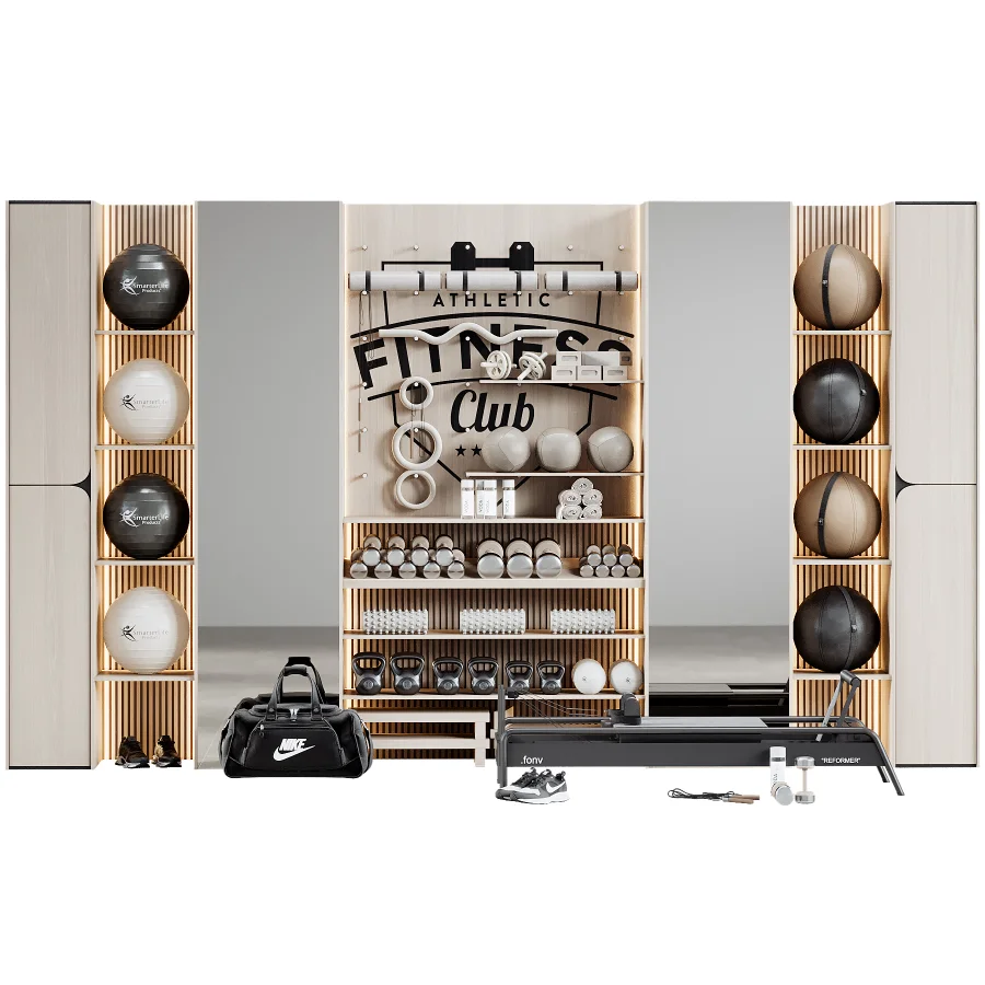 Home Gym Wall Rack with Equipment 07 - Image 3