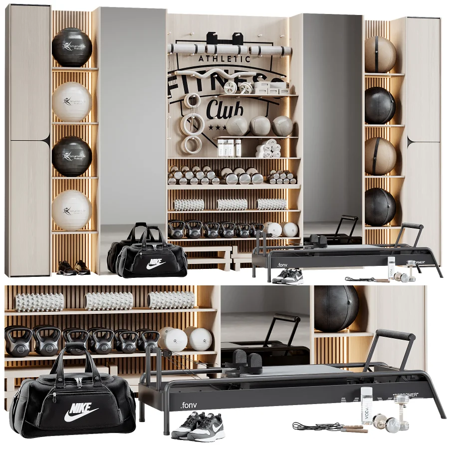 Home Gym Wall Rack with Equipment 07 - Image 5