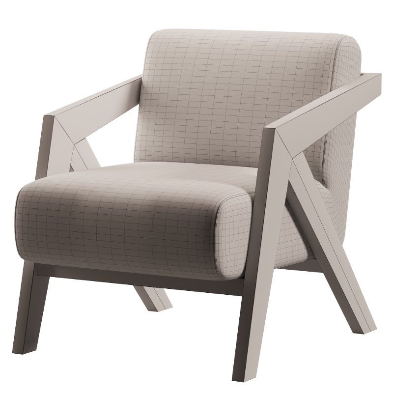 Simple Solid Color Arm Chair with Cushion Back and Light Gray - Image 7