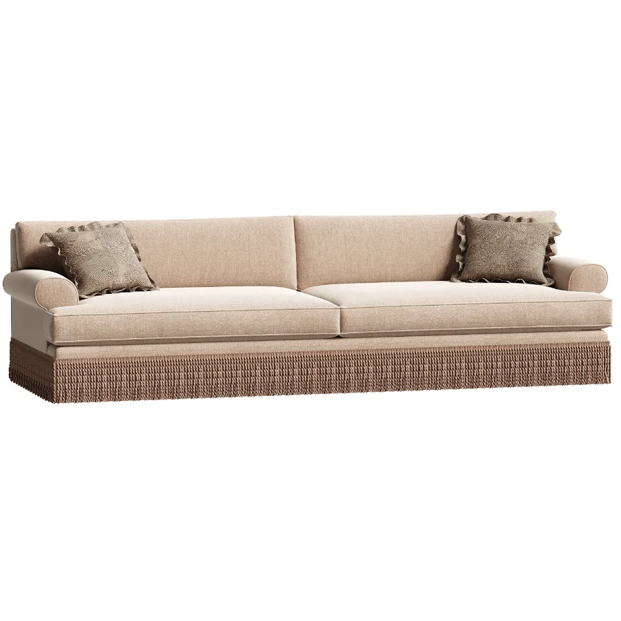 Beige Fringed Sofa Madison - Image 1