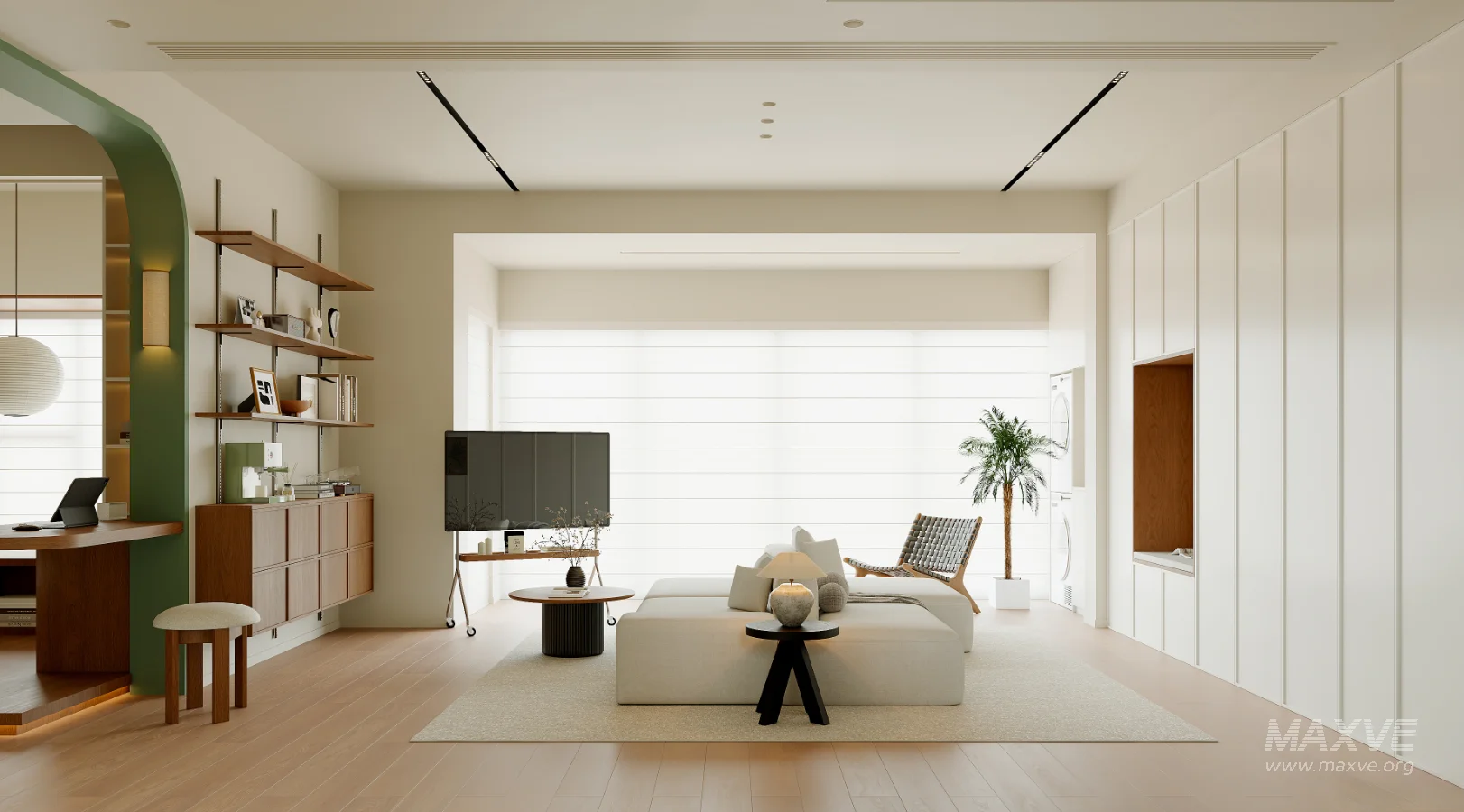 Modern living room and dining room bedroom interior scene - Image 4