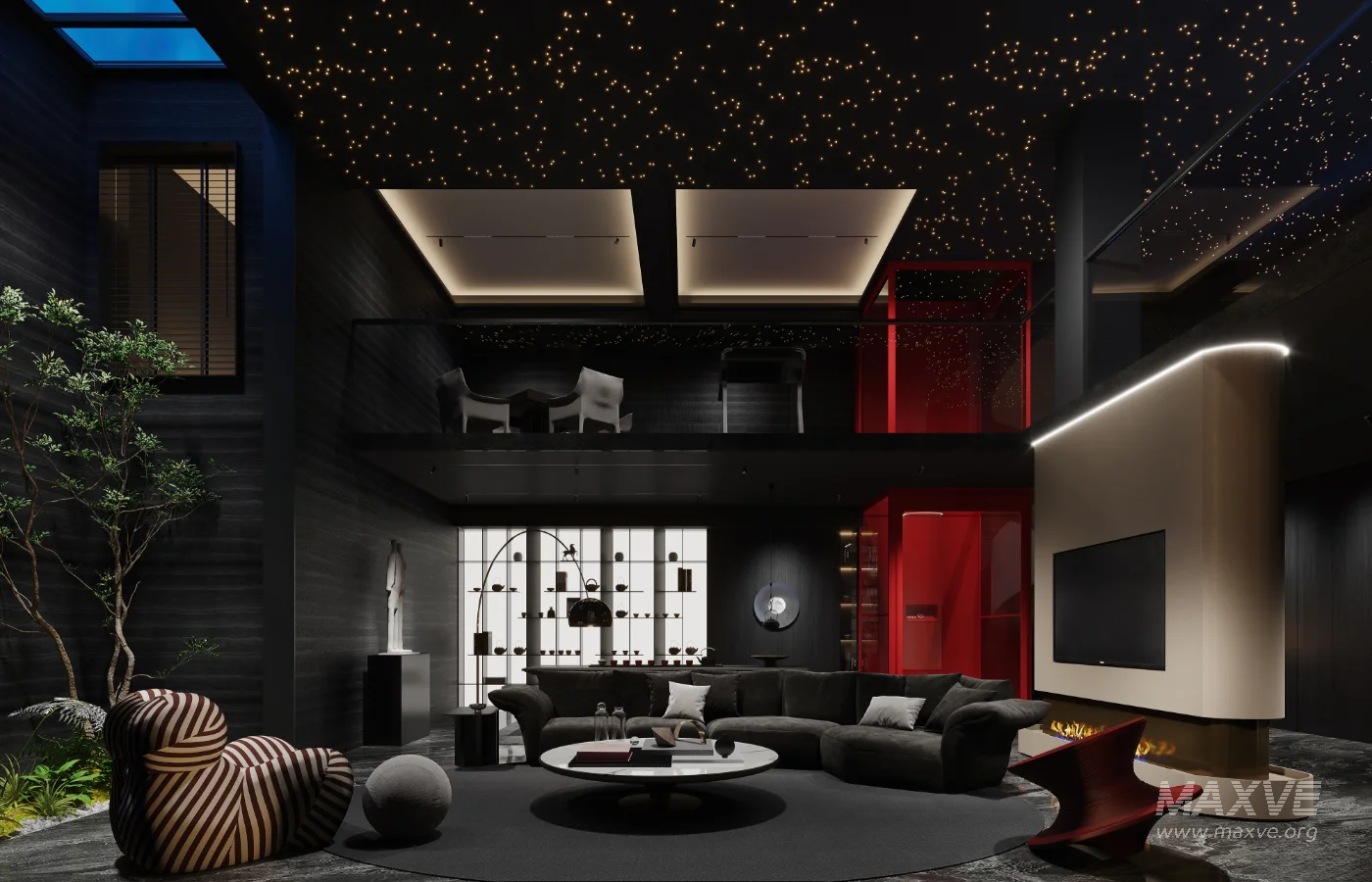 Modern villa living room and dining room interior - Image 1