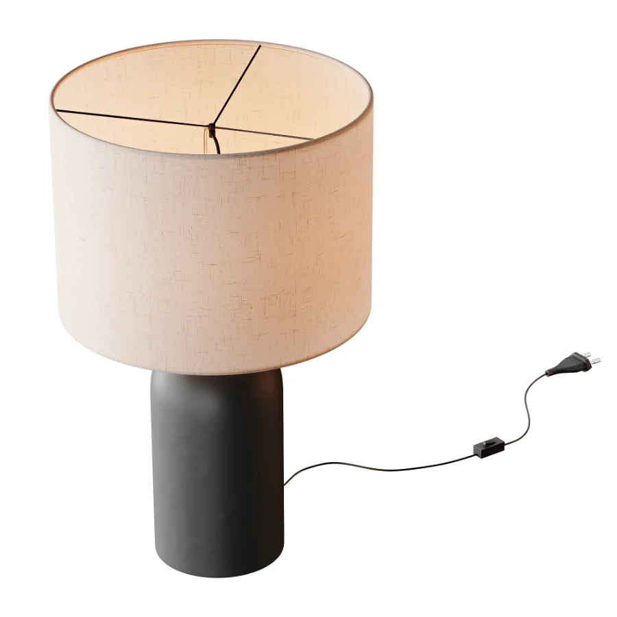 Emna Concrete and Linen Table Lamp - Image 2