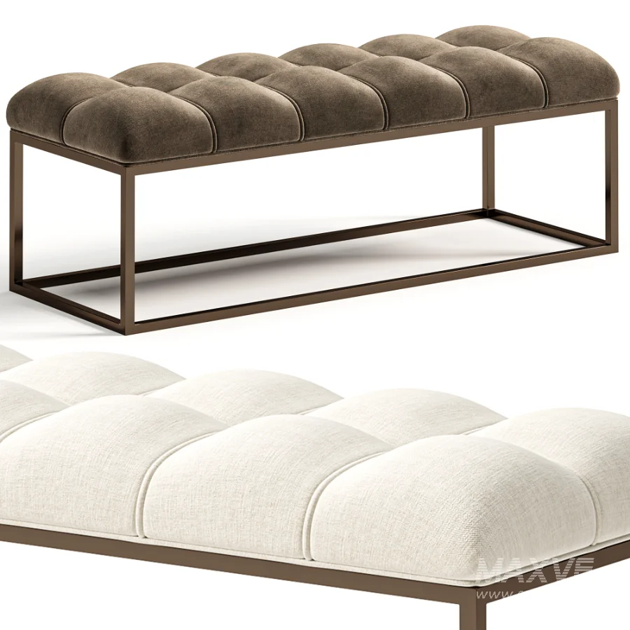 Edie Biscuit Tufted Bench In Brass - Image 3