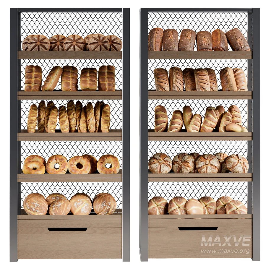 Display rack with bread 3D model Maxve