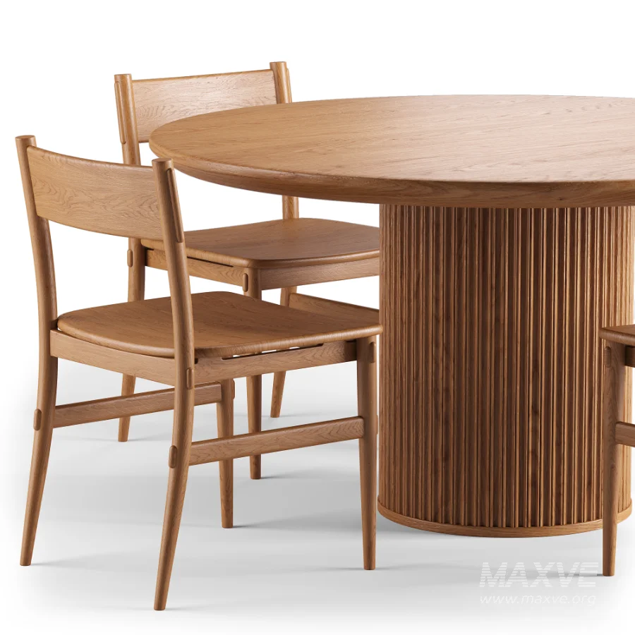 Merritt Oak Dining Chair and Davison Round Dining Table - Image 4