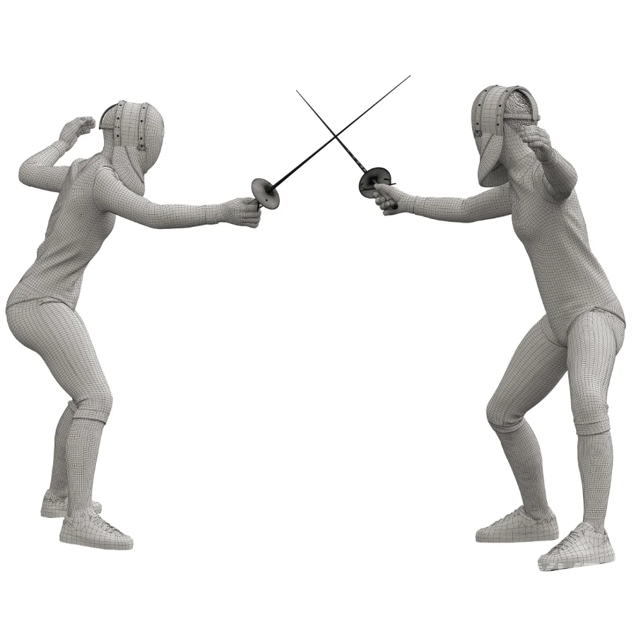 Fencing man in 2 poses - Image 2