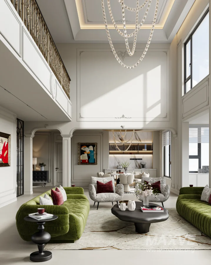 Luxury villa living room and dining room interior - Image 8