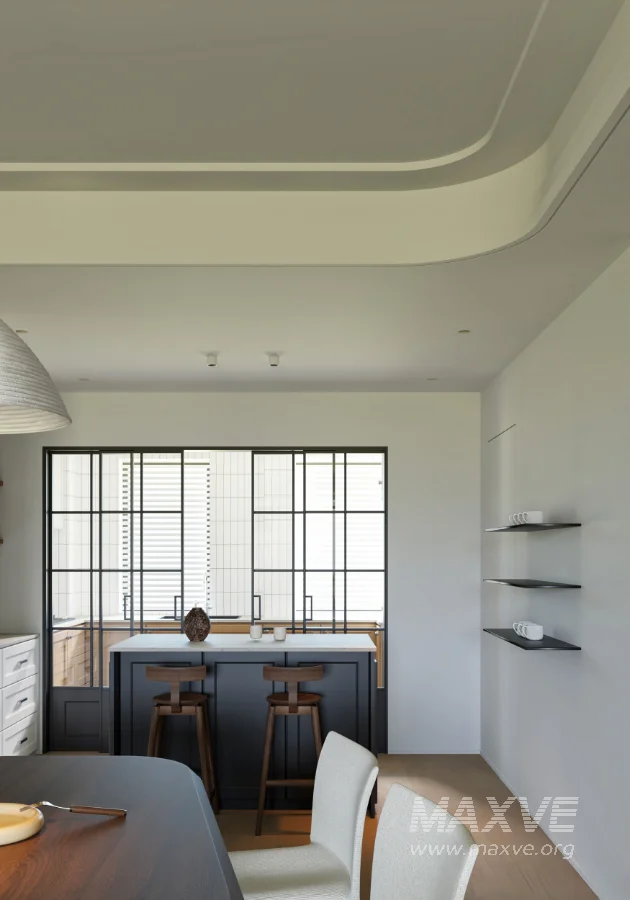 Modern living room and dining room office room interior scene - Image 14