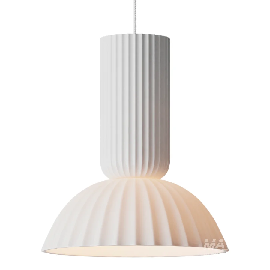 Jeanne Fluted White Porcelain Dome Pendant Light - Image 2