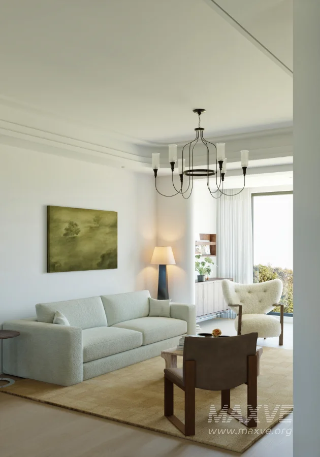 Modern living room and dining room office room interior scene - Image 10