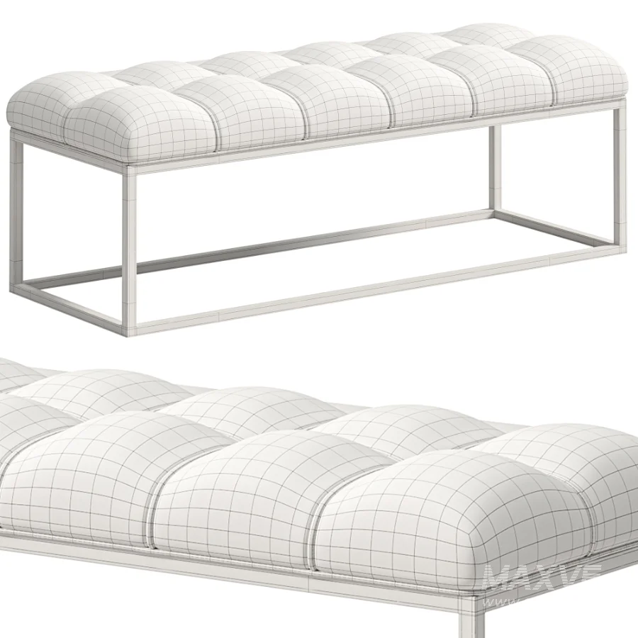 Edie Biscuit Tufted Bench In Brass - Image 2