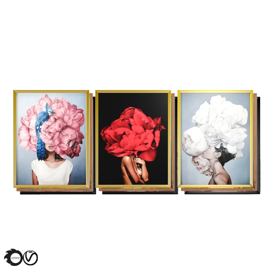 D145 27 Art Frames Flower Head And Feather Head - Image 1
