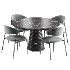Damato Sand Velvet Dining Chair and Taza Round Marble Dining Table - Thumbnail 1