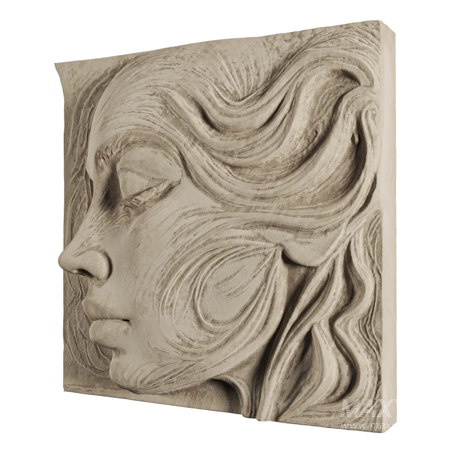 Artistic Female Portrait Relief Wall Art - Image 3