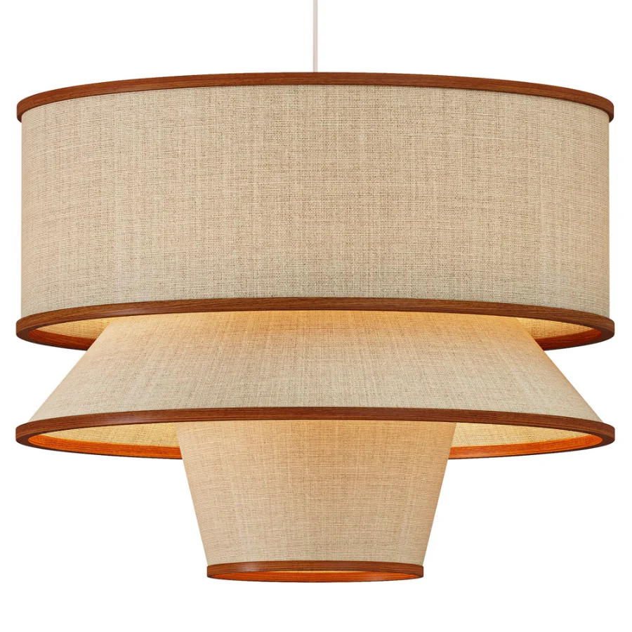 Bruna Walnut Wood and Linen Pendant Light - Image 1