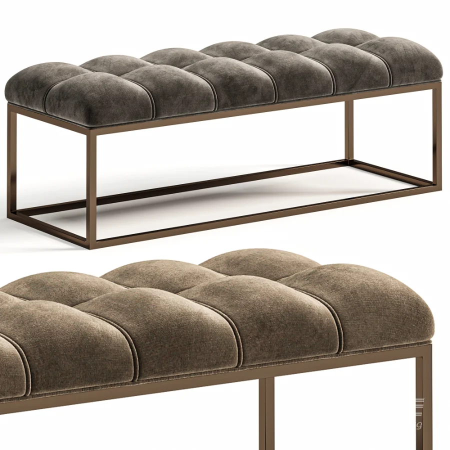 Edie Biscuit Tufted Bench In Brass - Image 1