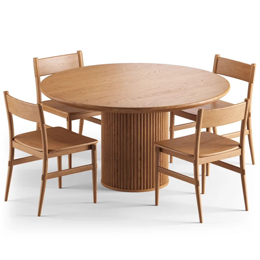 Merritt Oak Dining Chair and Davison Round Dining Table - Image 5