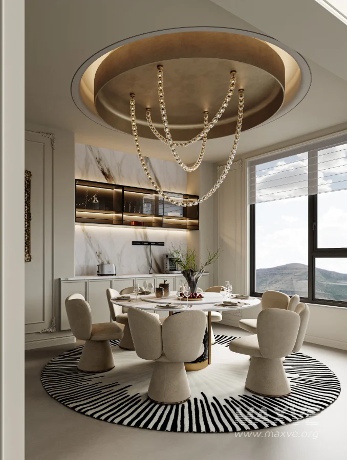 Luxury villa living room and dining room interior - Image 1