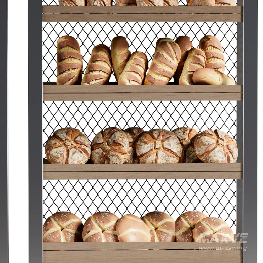 Display rack with bread 3D model Maxve