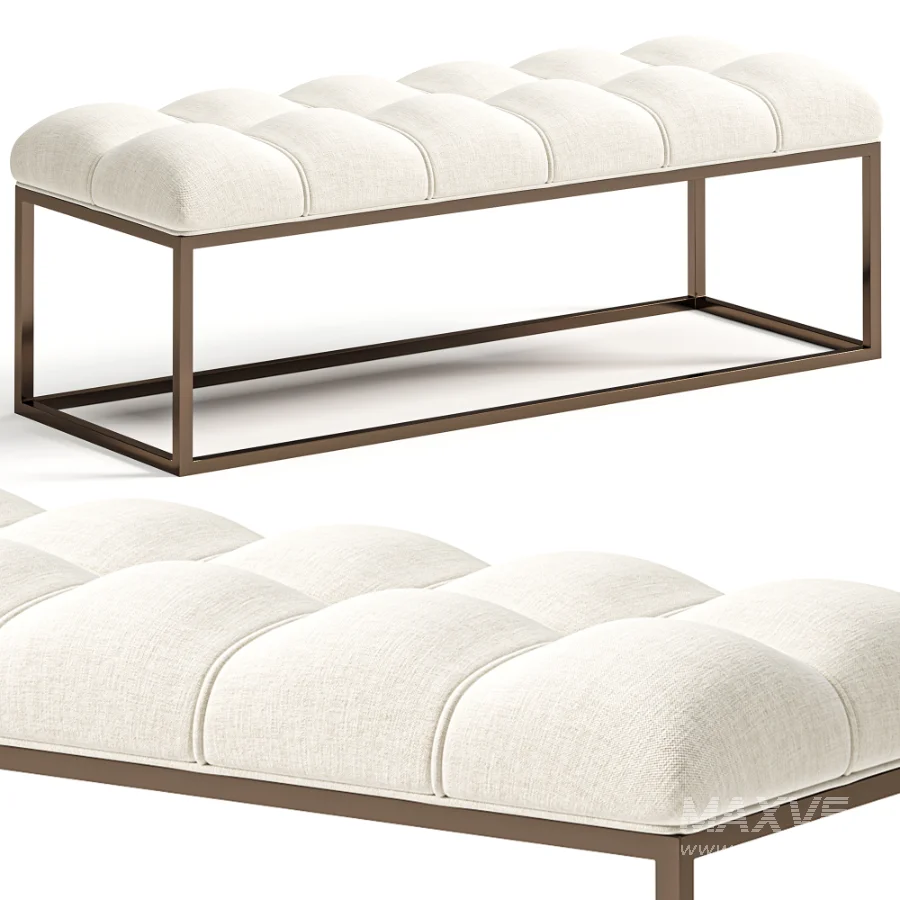 Edie Biscuit Tufted Bench In Brass - Image 4