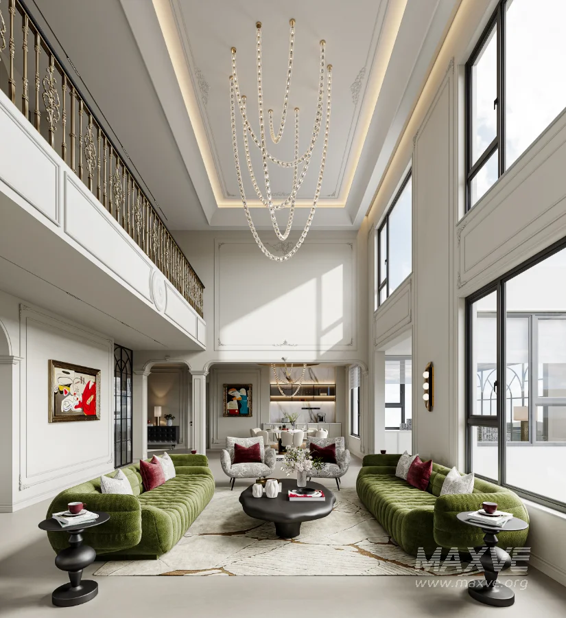 Luxury villa living room and dining room interior - Image 6