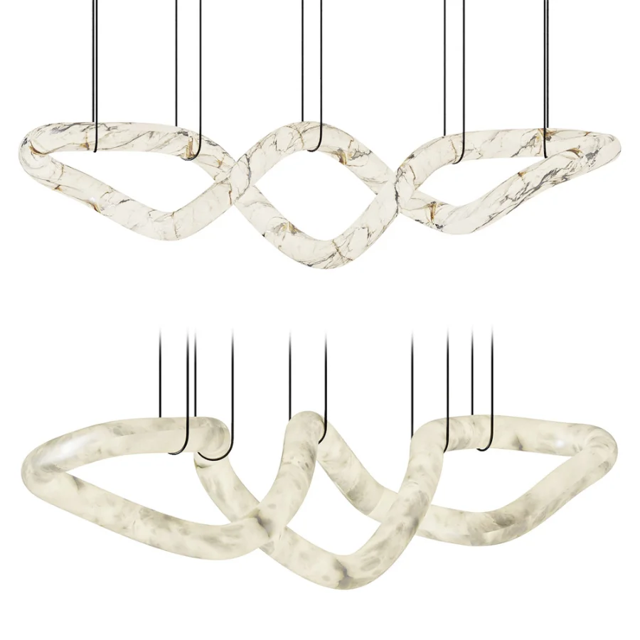 Designer Symmetrical Alabaster Pendant Chandelier - Image 1