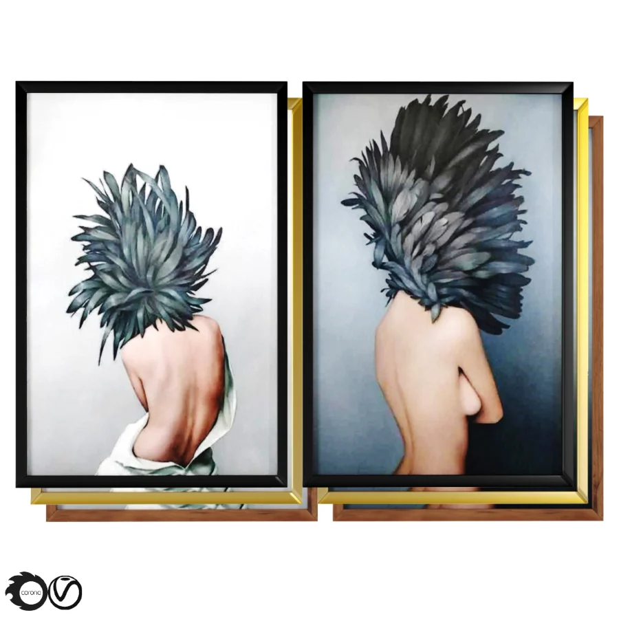 D145 27 Art Frames Flower Head And Feather Head - Image 7