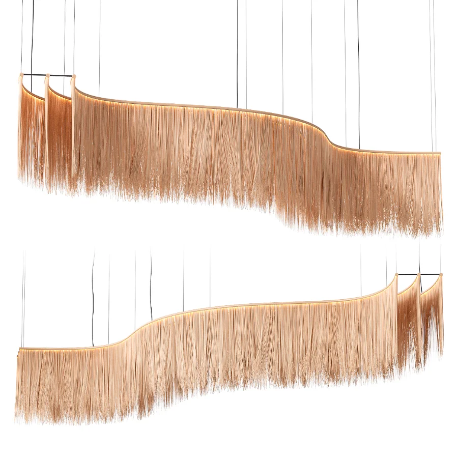 Japandi Style Wavy Rattan Pendant Light - Image 3